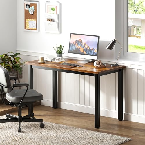 Need Small Computer Desk, 39.4 Inch Sturdy Writing Table, Compact, Rustic | Black Metal Frame, Teens Study Table, Home Office Desk, Adjustable Feet, Water-Resistant, Dorms & Bedrooms, Easy Assembly - color: Rustic Brown, size: 39.4 inches