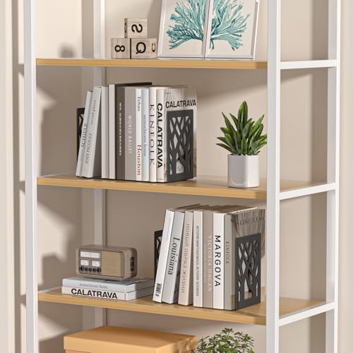 VFINE 8-Piece Metal Bookends for Shelves, Black Tree Book Ends for Books, Decorative Desk Book Organizer, Non-Skid Shelve Bookends for Home Office Shcool Supplies - style: Black bookend 4 pairs
