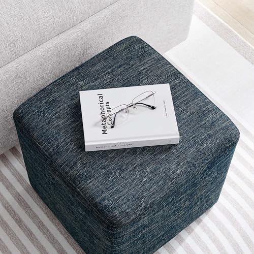 Modway 17" Square Woven Heathered Fabric Upholstered Upholstered Ottoman - color: Heathered Weave Azure