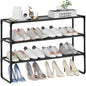 Long Shoe Rack, 3-Tier Stackable Shoe Organizer for Closet, Entryway, Hallway, Extra Bottom Layer, Holds 16-20 Pairs, Sturdy & Durable Waterproof Fabric Shelf, Space-Saving,Black(35.8" Wide) - size: 3-Black-35.8"
