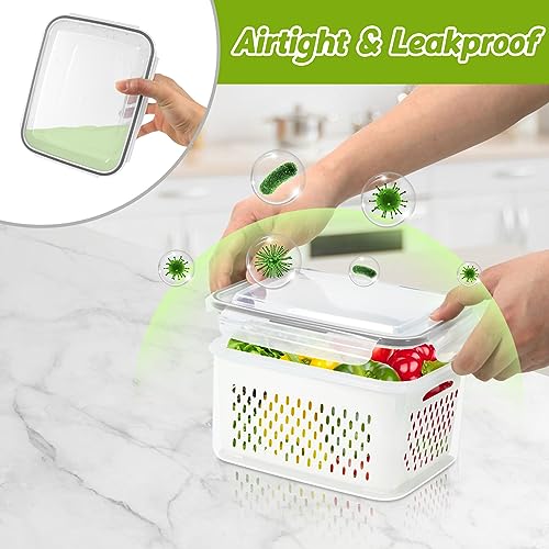 12 Pieces Fruit Storage Containers For Fridge with Removable Colanders | 6 Pack BPA-Free Fresh Food Containers with Airtight Lids Fresh for Fruit Berry Produce Vegetable, Dishwasher & Microwave Safe - color: 6 Sets/12 Pcs - S