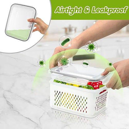 12 Pieces Fruit Storage Containers For Fridge with Removable Colanders | 6 Pack BPA-Free Fresh Food Containers with Airtight Lids Fresh for Fruit Berry Produce Vegetable, Dishwasher & Microwave Safe - color: 6 Sets/12 Pcs - S