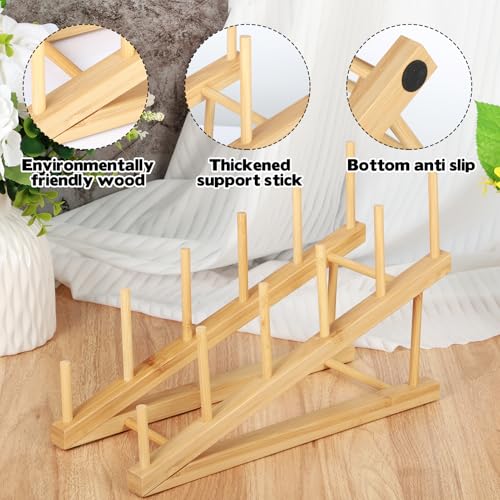 3 Pcs Bookshelf Holder, Wood Book Stand for Display 5-Tier Tabletop Small Kids Bookshelf Portable Book Rack Organizer Plate Holder for Vendor Events Art Platter Craft Show Retail Magazine Record