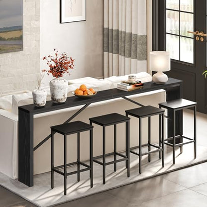MAHANCRIS Console Table, 78.7" Long Sofa Table Behind Couch, Narrow Entryway Table, Farmhouse Dining Table with Angled Metal Frame, Industrial Console Table for Entryway, Black CTHB20801 - color: Black, size: 78.7''L x 9.1''W x 31.5''H