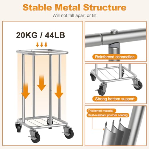 Hodonas 115L Laundry Basket with Wheels, 30 Gal. Rolling Laundry Hamper, Removable and Machine Washable Liner, Steel Frame, Tall Laundry Cart for Laundry Room, Bedroom, Bathroom, Dorm Storage -Gray - color: Gray