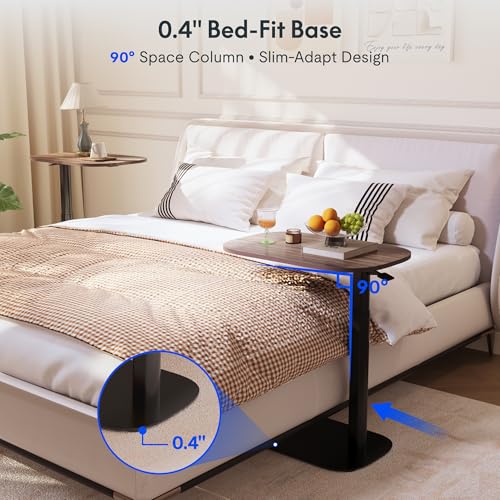 FLEXISPOT Adjustable C Table, Snack Side End Table Sofa Couch Bedside Table Laptop Cart TV Tray Night Stand for Small Space Side Table(23.6" W x 13.8" D,Rustic Brown) - color: Rustic Brown, size: 24x14