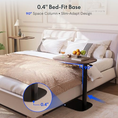 FLEXISPOT Adjustable C Table, Snack Side End Table Sofa Couch Bedside Table Laptop Cart TV Tray Night Stand for Small Space Side Table(23.6" W x 13.8" D,Rustic Brown) - color: Rustic Brown, size: 24x14