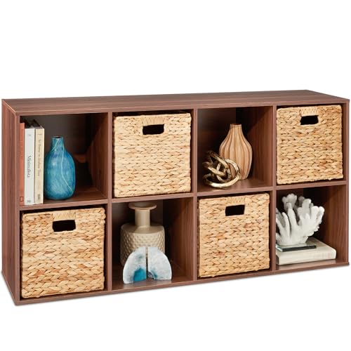 Best Choice Products 8-Cube Storage Organizer, 13.5in Shelf Opening, Bookcase, Display Shelf, Customizable w/ 2 Removable Back Panels – Walnut - color: Walnut, size: 8-Cube, 13.5in Shelf Opening, No Legs