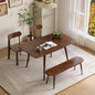 39’’-55’’ Oak Extendable Dining Table and Chairs & Bench Set, Solid Wood Folding Kitchen Table, Mid Century Dinner Table for Kitchen, Apartment, Living Room (Walnut, 55''+2Chairs-HSA+47'' Bench) - color: Walnut, size: 55''+2Chairs-HSA+47'' Bench