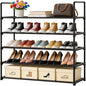 5 Tier Shoe Rack Large Capacity, 34.3" Wide Adjustable Shoe Organizer for 20-25 Pairs, Sturdy Non-Woven Shoe Rack Shelf Multi-Purpose Storage Unit for Closet, Hallway, Entryway,Garage,Black - size: 5-Tier(Black)-Wide