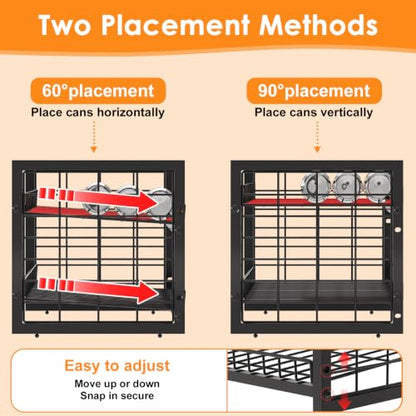 JKsmart 2-Tier Stackable Can Organizer, Extra-Long Can Holders for Pantry Storage, Adjustable Can Dispenser Holds Up to 64 Cans, 12mm Metal Frame, Super Sturdy Racks for Various Canned Food Soda - size: XL-(1 pack)