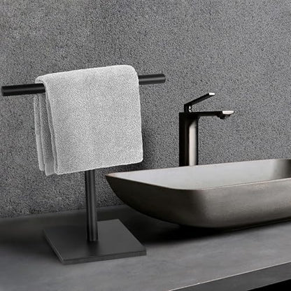 Freestanding Hand Towel Holder Countertop Modern Stand Towel Rack with Square Base Space Saving 304 Stainless Steel Hand Towel Holder Matte Black Finished - color: Freestanding Stainless Steel Towel Rack Matte Black on Countertop