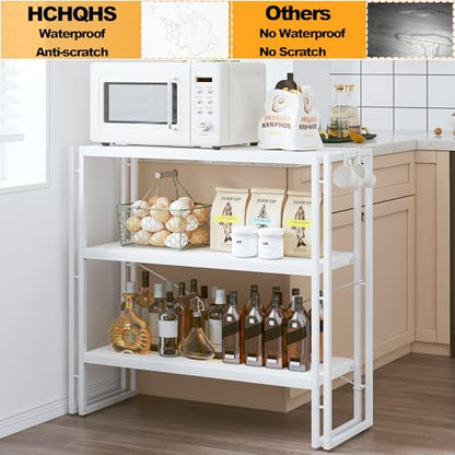 HCHQHS Bookshelf, 3-Tier Industrial Bookcase, White Open Book Shelf, Freestanding Horizontal Bookshelves with Metal Frame - color: White, size: 3-Tier (31.5"W x 33.5"H)