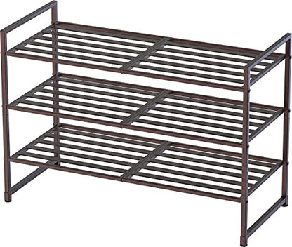 Simple Houseware 3-Tier Stackable Metal Panel Shoes Rack, Bronze - color: Bronze, style: Metal Panel