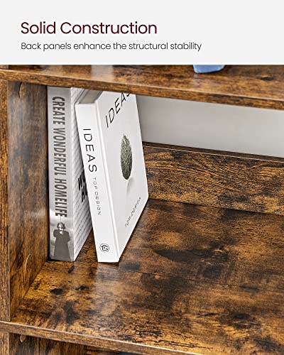 VASAGLE Bookshelf, Bookcase, 9 Cubes Storage Organizer, Industrial Open Display Shelf, for Bedroom, Office, Living Room, Metal Frame, Rustic Brown and Black ULLS112B01 - size: 11.8"D x 39.4"W x 40.6"H
