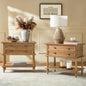 HULALA HOME Farmhouse Nightstand Set of 2 with Drawer & Open Shelf, Natural Wood End Table with Solid Wood Legs, 28.4'' Wide Sofa Side Table with Charging Station(Oak) - color: Oak-s2