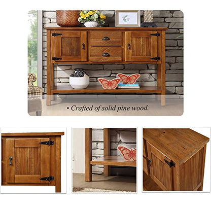 LKTART Solid Wood Farmhouse Console Table,Sofa Table with Storage Drawers and Shelves,Entryway Table for Entry Hallway Foyer Sofa Side Table,Easy Assembled (46.5" Brown) - color: Brown