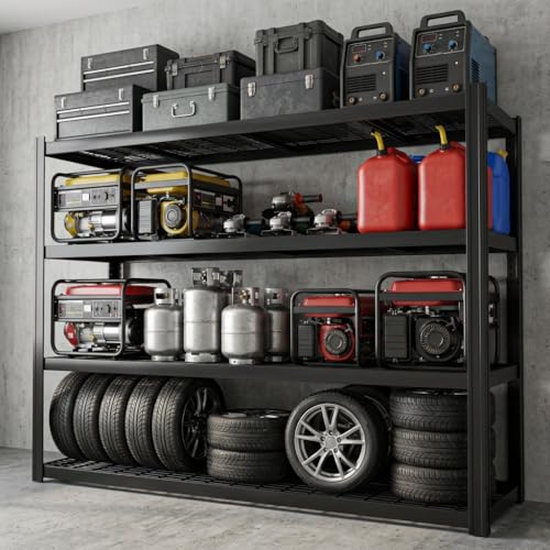 71" Wide Garage Shelving Unit, 71" W x 24" D x 71" H, Heavy Duty Garage Storage Shelves, 8000 LBS Capacity, Industrial Adjustable Shelves for Basement Warehouse - size: 4T 71" W x 24" D x 71" H