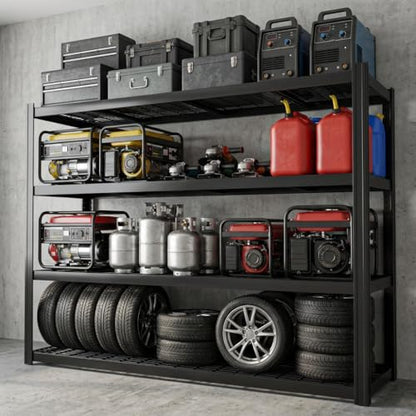 71" Wide Garage Shelving Unit, 71" W x 24" D x 71" H, Heavy Duty Garage Storage Shelves, 8000 LBS Capacity, Industrial Adjustable Shelves for Basement Warehouse - size: 4T 71" W x 24" D x 71" H