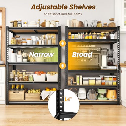 DurayLoly 5-Tier Storage Shelves, 1980LBS Adjustable Pantry Shelves, Metal Shelving Unit for Storage, Kitchen, Pantry, Closet, Laundry, Garage,72.06" H x 35.55" W x 11.81" D - size: 72.06"H × 35.55"W × 11.81"D