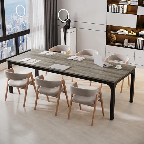Tribesigns 6.5 FT Conference Room Table, 78.74" W x 27.56" D Large Office Conference Table, Modern Seminar Meeting Table Desk for Boardroom, Meeting Room (1, Gray and Black) - color: Gray and Black