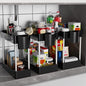 3 Pack Under Sink Organizer Bathroom and Storage Cabinet (Black) | 2 Tier with Hanging Cups for Kitchen - color: Black