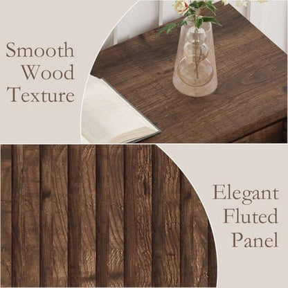 BON AUGURE Console Tables for Entryway, Console Table with Drawers, 47In Sofa Table with Storage, Narrow Entryway Tables with 2-Tier Shelf, Farmhouse Fluted Couch Tables for Living Room, Rustic Oak - color: Rustic Oak