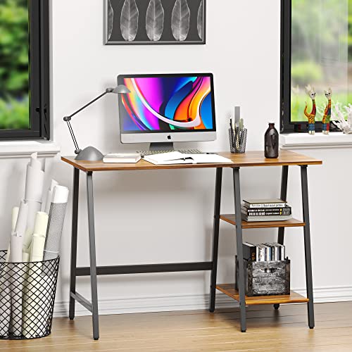 SHW 43-Inch Home Office Trestle Computer Desk with Open Storage Shelves, Walnut - color: Walnut