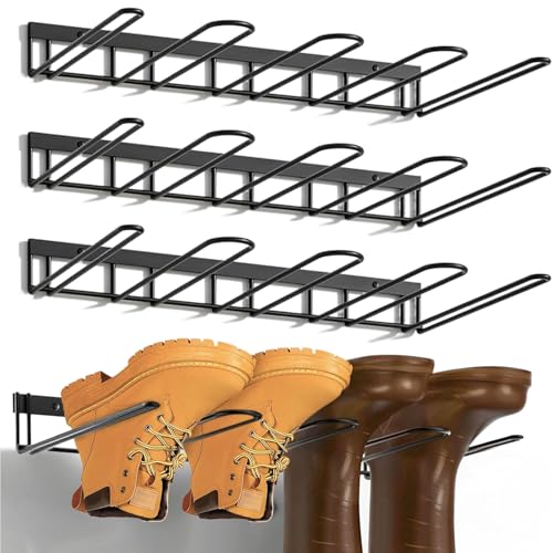 Boot Rack - 8-Pair Wader Hangers Wall Mount Cowboy Boot Hangers - Wall Boots Holder Storage Organizer for Closet, Entryway, Indoor, Garage 4 Pack - color: Dark Black 4 Pack