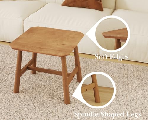 CIMOTA Solid Wood Side Table Modern Small Square End Table for Living Room Farmhouse Narrow Nightstand for Small Spaces/Bedroom/Office, Natural Finish - color: Natrual