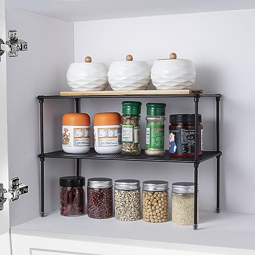 2-Pack Kitchen Cupboard Shelf Organizer | Expandable & Stackable, For Cabinet, Counter Cupboard Organiser, For Bathroom, Kitchen, Laundry Room