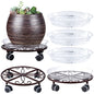 3 Pack Plant Caddy with Wheels Heavy Duty 11.8 Inches Metal Plant Stand with Wheels Plant Dolly Rolling Plant Stand Plant Roller with Casters for Indoor and Outdoor (3, Bronze) - color: Bronze