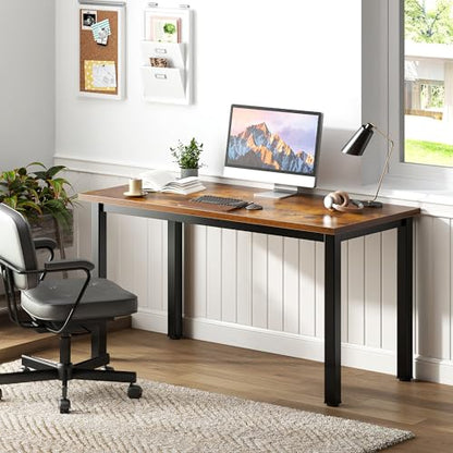 Need 47 inch Computer Desk, Rustic Top, Black Metal Frame, Modern Simple | Home Office Desk, Basic Sturdy Writing Table, Adjustable Feet, Water-Resistant, Dorms & Bedrooms, Easy Assembly, Game & Study - color: Rustic Brown, size: 47 inches