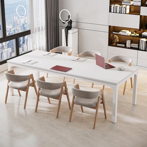 Tribesigns 6.5 FT Conference Room Table, 78.74" W x 27.56" D Large Office Conference Table, Modern Seminar Meeting Table Desk for Boardroom, Meeting Room (1, White) - color: White