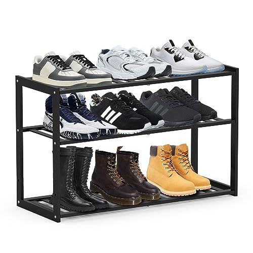 Jripae 3 Tier Bamboo Shoe Rack for Entryway Closet Bedroom Garage-27.5inch | 3 Tier Stackable Shoe Shelf Holder for Men/Women Hallway/Garage, Bookshelf, Flower Rack, Home Space Saving - size: 3-tier-short/27.5*10.5*17in