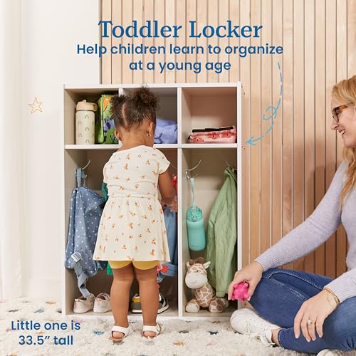 ECR4Kids Streamline 3-Section Toddler Coat Locker with Cubby Storage, Kids Furniture, White Wash - color: White Wash