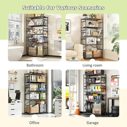 DurayLoly Storage Shelves 5 Tier Capacity,Metaling Shelving with Hooks,Heavy Duty Garage Shelves Unit with Leveling Feet,Wire Shelving for Pantry,Kitchen and Closet,23.6" W x 13.8" D x 72.4" H,500lbs - size: 23.6" W x 13.8" D x 72.4" H (5T)