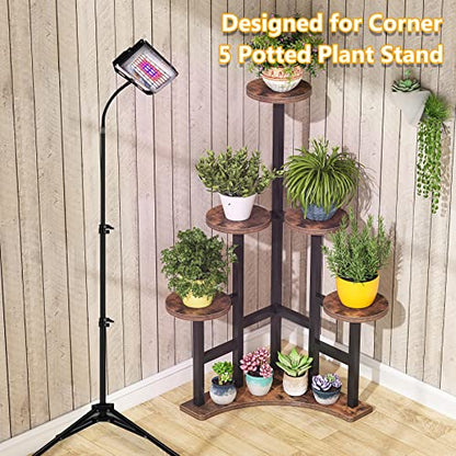 Tribesigns Corner Plant Stand Indoor, 6 Tiered Plant Shelf Flower Stand, Tall Multiple Potted Plant Holder Rack Planter Organizer for Living Room Balcony Garden, Rustic Brown