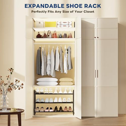 Mavivegue 18-33” Expandable Shoe Rack for Closet, 3-Tier Shoe Organizer, Adjustable Shoe Rack for Front Door Entrance, Entryway - size: 3 Tier,19-33"