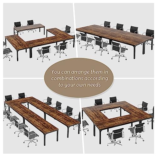 Tribesigns 6.5 FT Conference Room Table, 78.74" W x 27.56" D Large Office Conference Table, Modern Seminar Meeting Table Desk for Boardroom, Meeting Room (1, Rustic Brown) - color: Rustic Brown