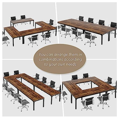Tribesigns 6.5 FT Conference Room Table, 78.74" W x 27.56" D Large Office Conference Table, Modern Seminar Meeting Table Desk for Boardroom, Meeting Room (1, Rustic Brown) - color: Rustic Brown