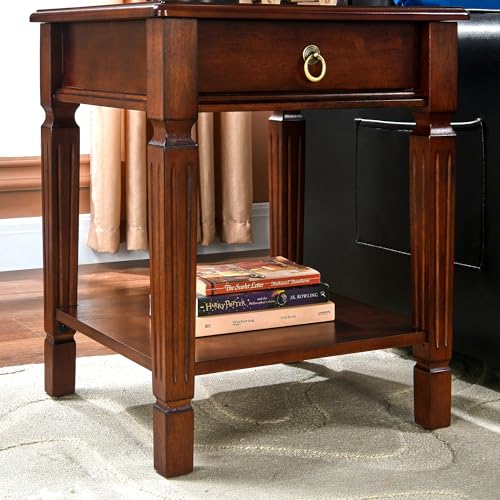 Set of 2 Small End Table with Drawer and Storage Shelf, Traditional Square Sofa Side Table with Straight Carved Legs, 2-Tier Bedside Tables Nightstand in Dark Cherry, 17.7" Dx21.9 H - size: 2PCS