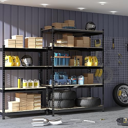 PrimeZone 47" W x 23.6" D x 71" H Large Heavy Duty Storage Shelves - 5 Tier Adjustable Garage Storage Shelving, Metal Storage Utility Rack Shelf Unit for Warehouse Pantry Closet Kitchen, Black - size: 47"W x 23.6"D x 71"H