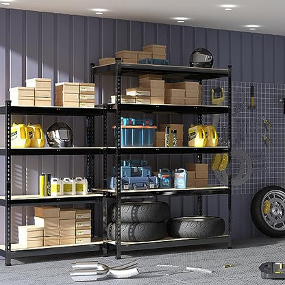 PrimeZone 47" W x 23.6" D x 71" H Large Heavy Duty Storage Shelves - 5 Tier Adjustable Garage Storage Shelving, Metal Storage Utility Rack Shelf Unit for Warehouse Pantry Closet Kitchen, Black - size: 47"W x 23.6"D x 71"H