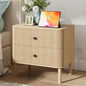 23" Fluted Nightstand with Soft Rounded Drawer Fronts & Solid Wood Cylindrical Legs, 2 Drawer Night Stand with Charging Station,End Table w/Metal Knobs,Bedside Table for Bedroom,Natural Oak - color: Natural Oak - Rounded Drawer, size: 23"W