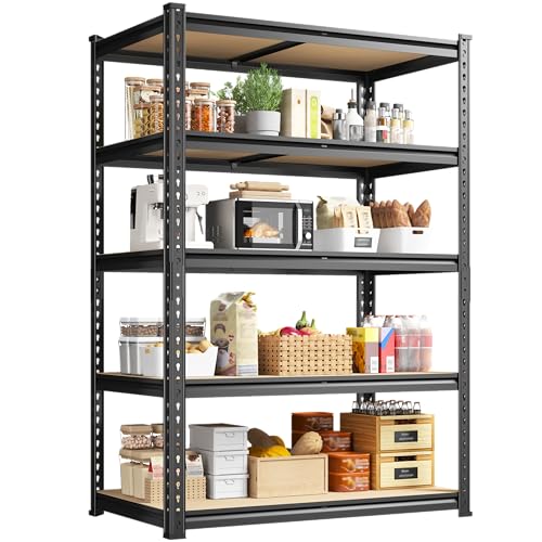 DurayLoly 5-Tier Storage Shelves, 1980LBS Adjustable Pantry Shelves, Metal Shelving Unit for Storage, Kitchen, Pantry, Closet, Laundry, Garage, 72.06" H x 35.55" W x 15.76" D - size: 72.06" H x 35.55"W x 15.76" D