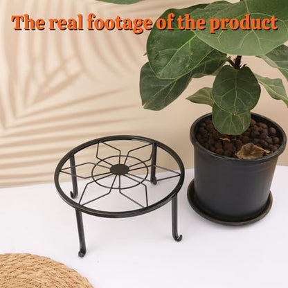 4 Pack 9 Inch Black Metal Plant Stand, Heavy Duty Outdoor & Indoor Plant Stands, Rustproof Wrought Iron Pot Stand for Garden, Patio, Balcony.
