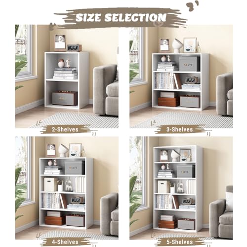 NELYE Basic Open Shelf Bookcase - 4-Tier Wooden Cube Storage Shelves Split Bookshelf, White - color: White, size: 4-Tier