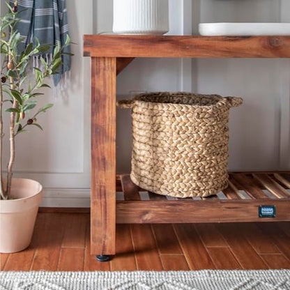 Backyard Discovery 48" Acacia Wood Farmhouse Narrow Console Table with Lower Slat Storage Shelf, Water-Resistant Design for Patio, Deck, Entryway, Living Room, Sofa Table, Indoor or Outdoor Use - style: Without Decorative Shelves