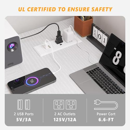 EnHomee L Shaped Desk with Outlet,Power Home Office & Study Electronic Gear | Built-in Outlet, Reliable Power Supply, Neat Cable Arrangement, Convenience for Home Office, Study & Electronic Device, White - color: White, size: 48 Inch